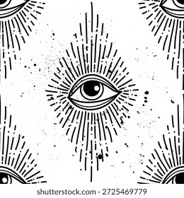 Evil eye set. Eye of Providence. Lineart Vector illustration. Magic celestial witchcraft symbol. Masonic symbol. Hand drawn logo