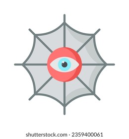 
evil eye spider web icon,halloween isolated white background.
