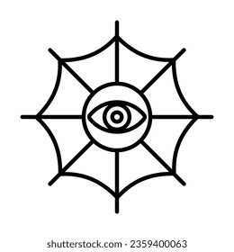 
evil eye spider web icon,halloween isolated white background.
