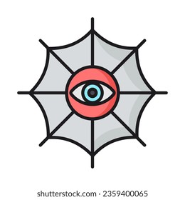 
evil eye spider web icon,halloween isolated white background.
