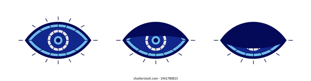 Evil eye symbol. Blinking or sleeping eye. Turkish, greek amulet. Turkish amulet. Fatima eye. . Vector illustration svg