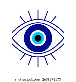Evil Eye Symbol Isolated on White Background. Protective Amulet. Vector Illustration