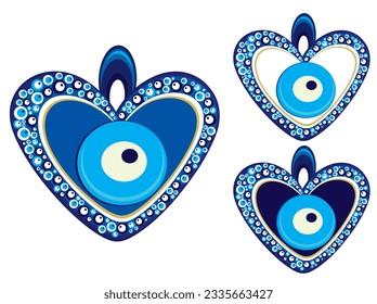 Evil eye or Turkish eye symbols and icons set. Modern amulet design and home decor idea