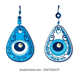 Evil eye or Turkish eye symbols and icons set. Modern amulet design and home decor idea
