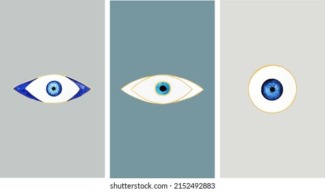 Evil eye or Turkish symbols. Modern amulet design.Hamsa eye, karma, magical witchcraft symbol.