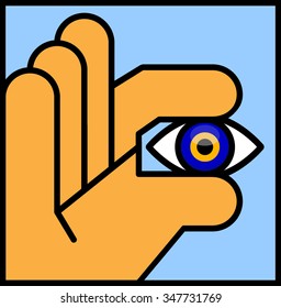 Evil Eye. Vector illustration of an Abstract Human Hand Holding an Evil Eye Bead. Illustrator eight, global colors, easily editable.