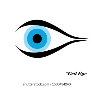 Evil Eye Vector Illustration With Evil Eye Logo - Greek And Turkish Symbol Of Protection