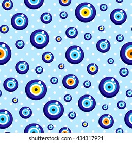 Evil eye vector pattern. Turkish bead background.