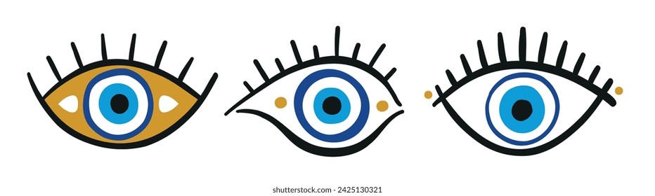 evil eye vector - protection symbol - turkish blue.