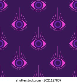 evil eye vector seamless pattern, magic, witchcraft, occult symbol, line art collection, magical eye, decor element for fabric, textile, giftware, wallpaper