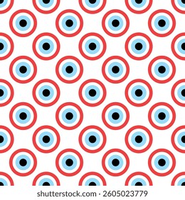 Evil Eye Vector Seamless Pattern Digital Paper – Mystical Blue and White Protection Symbol, Boho Spiritual Background, Greek and Turkish Amulet Design, Magic Talisman Print for Sublimation and Crafts