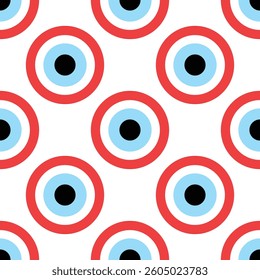 Evil Eye Vector Seamless Pattern Digital Paper – Mystical Blue and White Protection Symbol, Boho Spiritual Background, Greek and Turkish Amulet Design, Magic Talisman Print for Sublimation and Crafts