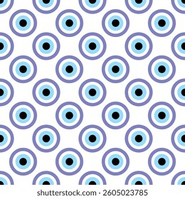 Evil Eye Vector Seamless Pattern Digital Paper – Mystical Blue and White Protection Symbol, Boho Spiritual Background, Greek and Turkish Amulet Design, Magic Talisman Print for Sublimation and Crafts