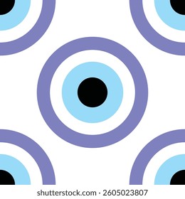 Evil Eye Vector Seamless Pattern Digital Paper – Mystical Blue and White Protection Symbol, Boho Spiritual Background, Greek and Turkish Amulet Design, Magic Talisman Print for Sublimation and Crafts