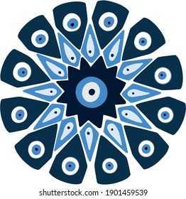 evil eye vector - symbol of protection - blue turkish