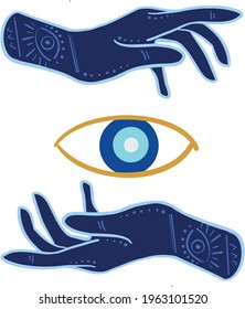 böser Augenvektor - Symbol des Schutzes - blauer Türkisch