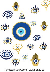 evil eye vector - symbol of protection - blue turkish