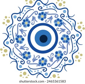 evil eye vector - symbol of protection - blue turkish
