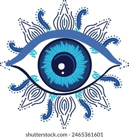 evil eye vector - symbol of protection - blue turkish