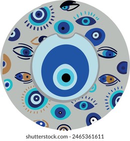 evil eye vector - symbol of protection - blue turkish