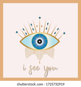 Evil Eye, vektor, decorative, frame, art