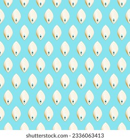 Evil eye vertical direction seamless in gold, white, black on turquoise background. Can be used for fashion, home decor graphics such as textile allover print and for covering, wrapping and decoration