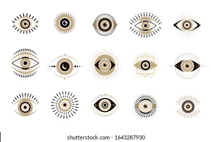 Evil eyes collection. Contemporary modern, trendy vector illustrations, home decor idea