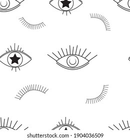 Evil eyes outline seamless pattern