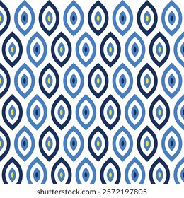 Evil eyes pattern. Seamless banner with blue Turkish evil eyes vector illustration.