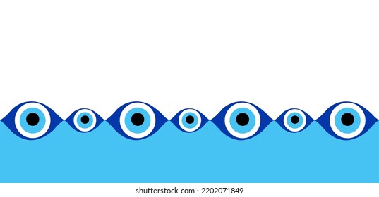 Ojos malvados patrón de olas de mar marco vectorial