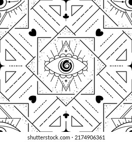Evil Eyes Seamless Pattern Line Art Stock Vector (Royalty Free ...