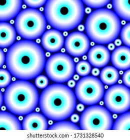 Evil eyes seamless pattern. Turkish eyes beads background. Gradient geometric design. Blue vector mosaic pattern. Seamless pattern. 