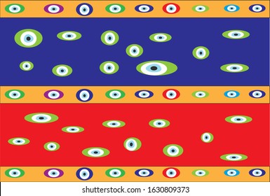 evil eyes set hand drawn blue