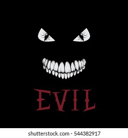 evil eyes and teeth.Symbol of demon.Vector illustration