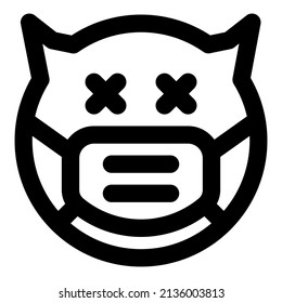 Evil face dead emoji facial expression with a mask