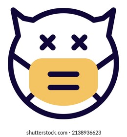 Evil face dead emoji facial expression with a mask