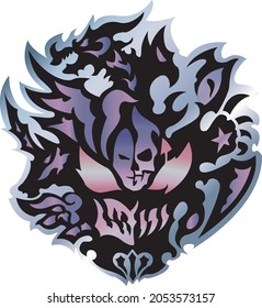 evil face demon face fusion logo dragon skull head wings skeleton evil eyes devil logo vector design