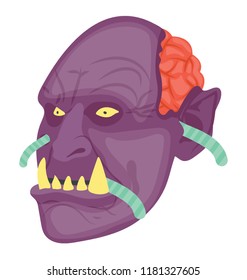
Evil face having mysterious teeth, scary dracula 
