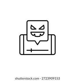Evil Face Icon Outline On Device Screen