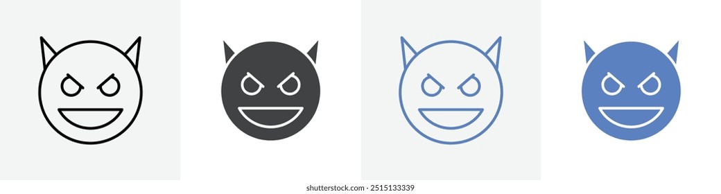 evil face icon vector set use for web ui or app