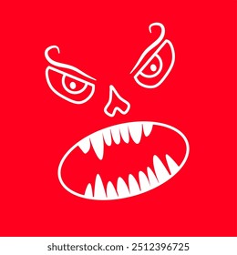 Evil face line art illustration for haloween design elements