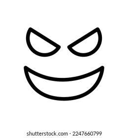 Evil face line icon isolated on white background. Black flat thin icon on modern outline style. Linear symbol and editable stroke. Simple and pixel perfect stroke vector illustration