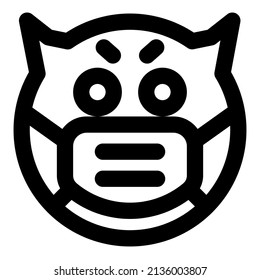 Evil face with open Eyes emoticon wearing the mask