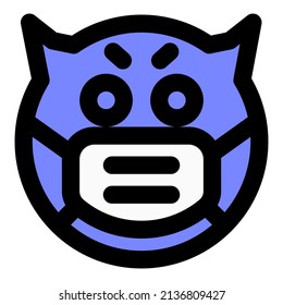 Evil face with open Eyes emoticon wearing the mask