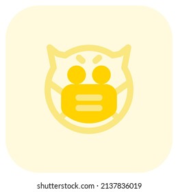 Evil face with open Eyes emoticon wearing the mask