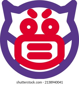 Evil face with open Eyes emoticon wearing the mask