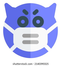 Evil face with open Eyes emoticon wearing the mask