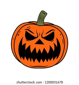 EVIL FACE PUMPKIN JACK-O-LANTERN COLOR WHITE BACKGROUND