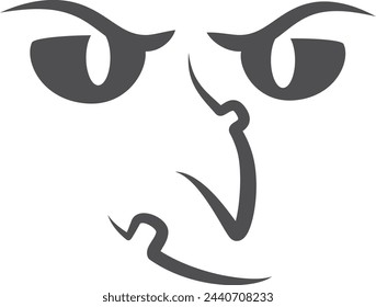 Evil face silhouette. Scary goblin. Monster smile isolated on white background