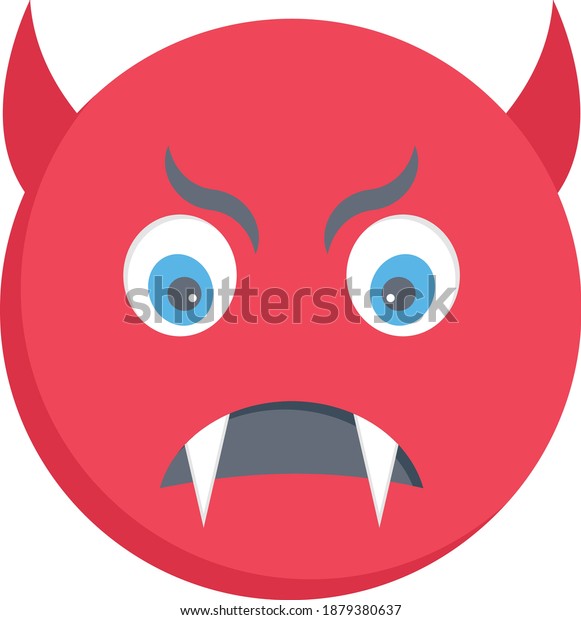 Evil Face Vector Flat Colour Icon Stock Vector (Royalty Free ...